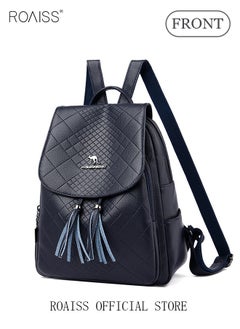 roaiss Backpack Female New Leather Tassel Pendant Rhombus Leisure Travel Backpack Student Female Schoolbag  - Image 3