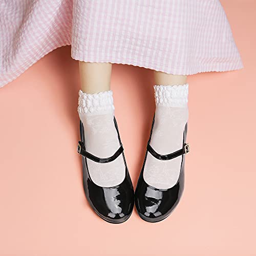 MIXIN Girls Mary Jane Dress Shoes - Princess Ballerina Flats Low Heels for School Party Wedding, Back to School Shoes for Girls (Little Kid/Big Kids) Black Size 13 - Image 2