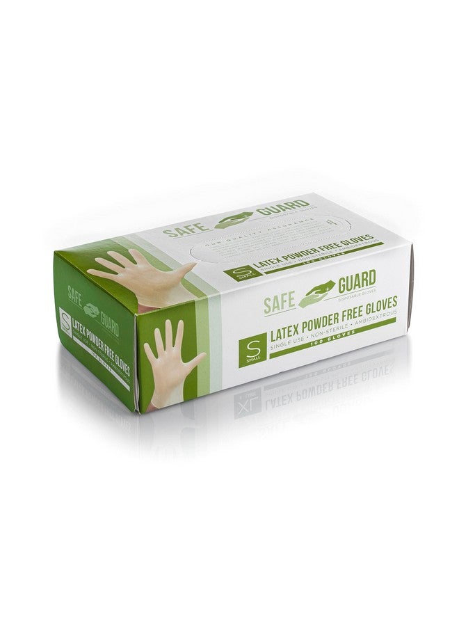 SAFEGUARD Latex Powder Free Gloves, Small, 100 Count (Pack of 1) - Image 1