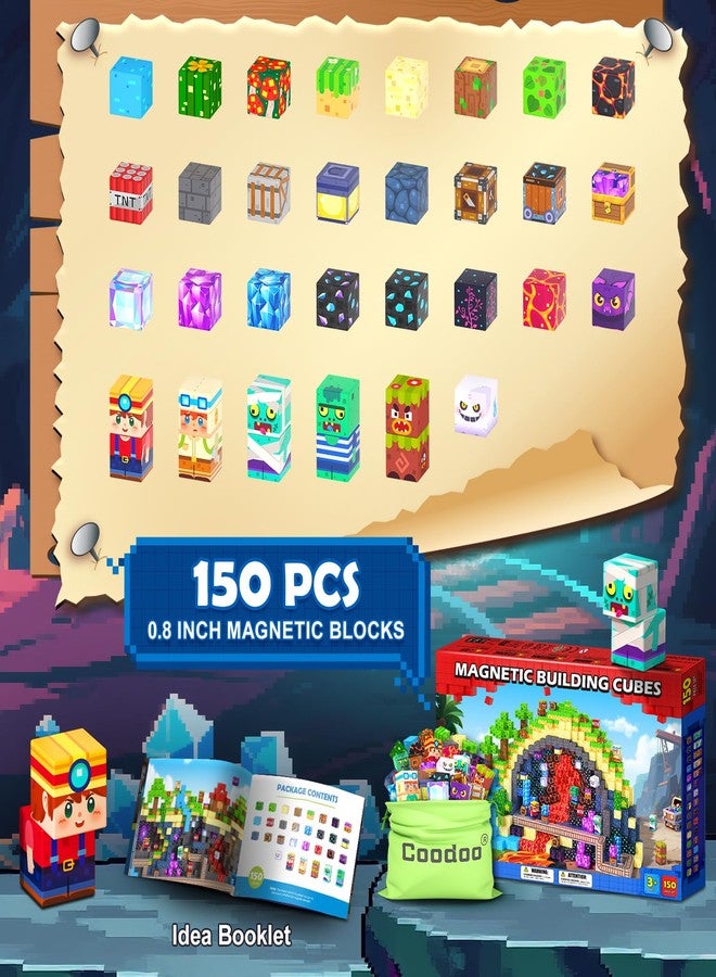 Coodoo مجموعة كودو 150 قطعة من الكتل المغناطيسية، بناء عالم المغناطيس الخاص بي، ألعاب خارجية للأطفال، ألعاب بناء STEM، كتل بناء مغناطيسية حسية للأطفال من 3 سنوات فما فوق، ألعاب للأطفال من الأولاد والبنات أعمار 3 4 5 6 - Image 5