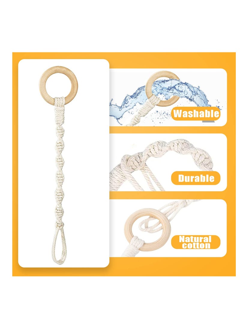 KASTWAVE 6 حزمة من امتدادات تعليق النباتات، حبل ماكرامي متصل ومتعدد الاستخدامات مع حلقة خشبية، سلة نباتات متشابكة يدوية الصنع لتوسيع حوامل أصص النباتات الداخلية والخارجية - Image 2