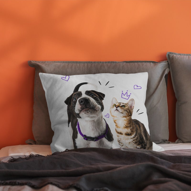Cute Dog and Cat Print Decorative Throw Pillow Cover Soft Square Cushion Cover for Sofa Bed Living Room - Image 5