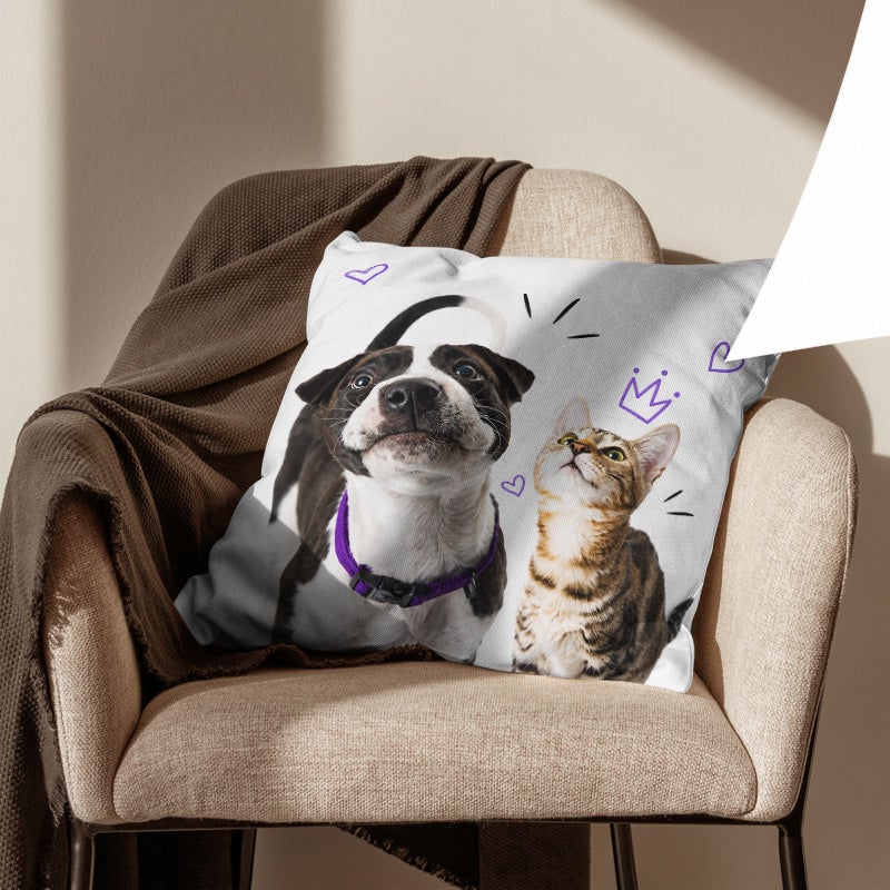 Cute Dog and Cat Print Decorative Throw Pillow Cover Soft Square Cushion Cover for Sofa Bed Living Room - Image 4