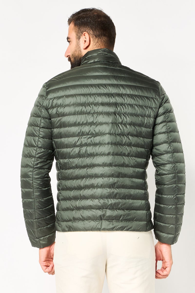 GEOX Men Long Sleeve Quilted Jacket, Olive - Image 3