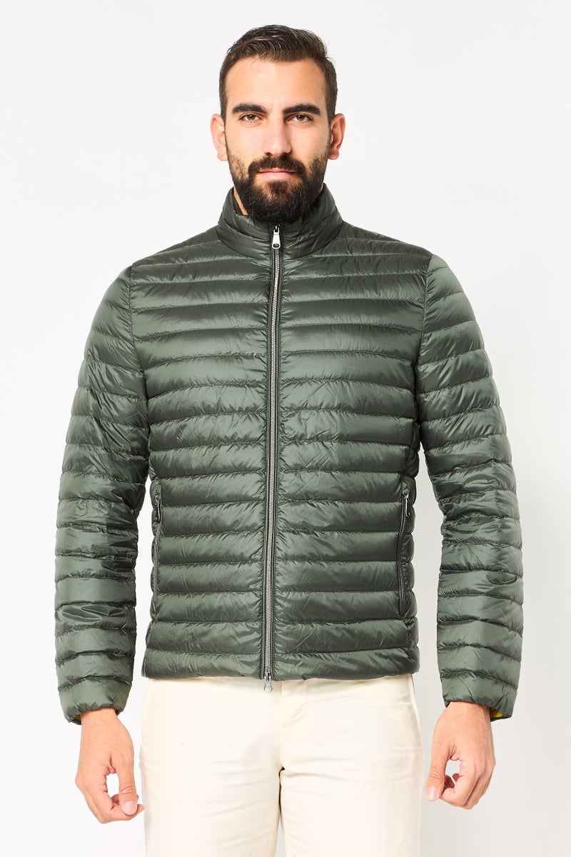 GEOX Men Long Sleeve Quilted Jacket, Olive - Image 1