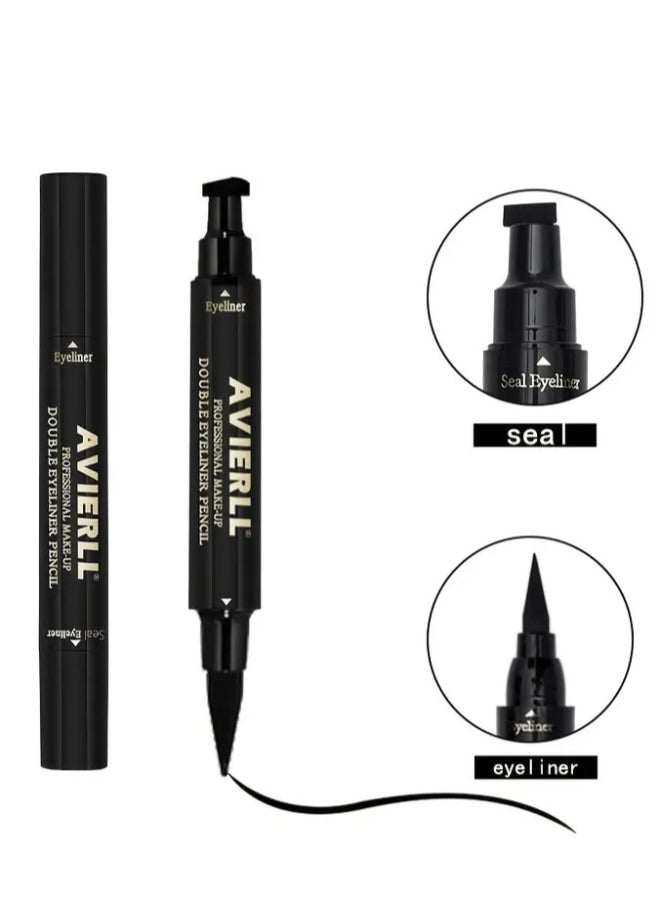 Avierll 2 in 1 Winged Eyeliner Stamp , Waterproof Long Lasting Quick Flick Wingliner, Lasting Smudgeproof Natural Cat Eye Liquid Eye Liner Black(Small Triangle)  - Image 3