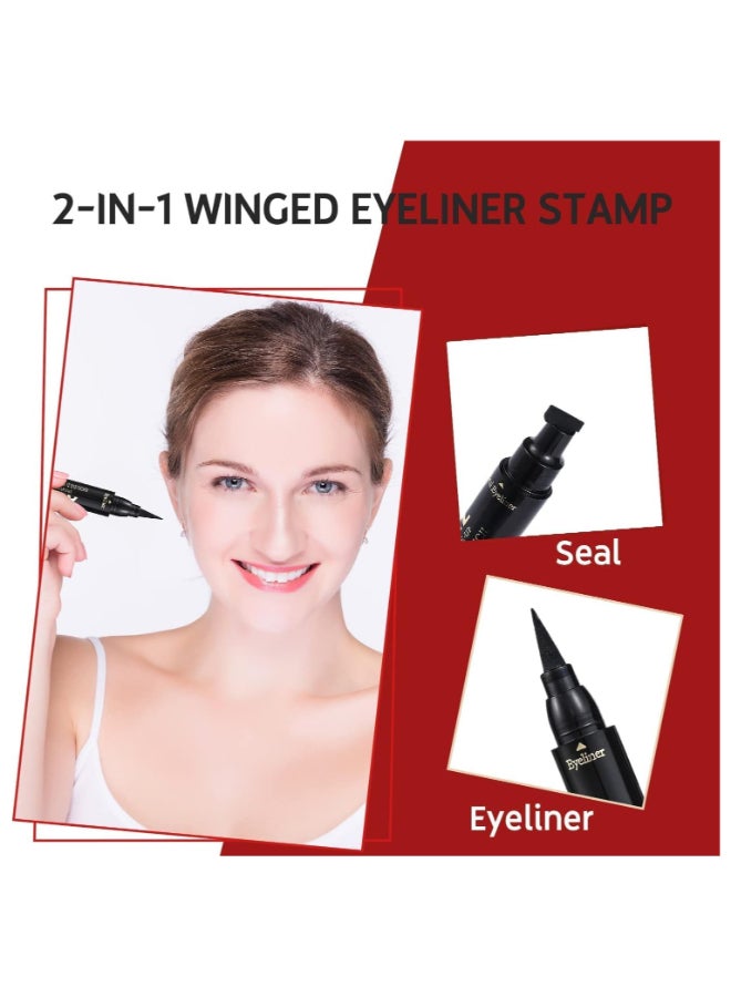 Avierll 2 in 1 Winged Eyeliner Stamp , Waterproof Long Lasting Quick Flick Wingliner, Lasting Smudgeproof Natural Cat Eye Liquid Eye Liner Black(Small Triangle)  - Image 5