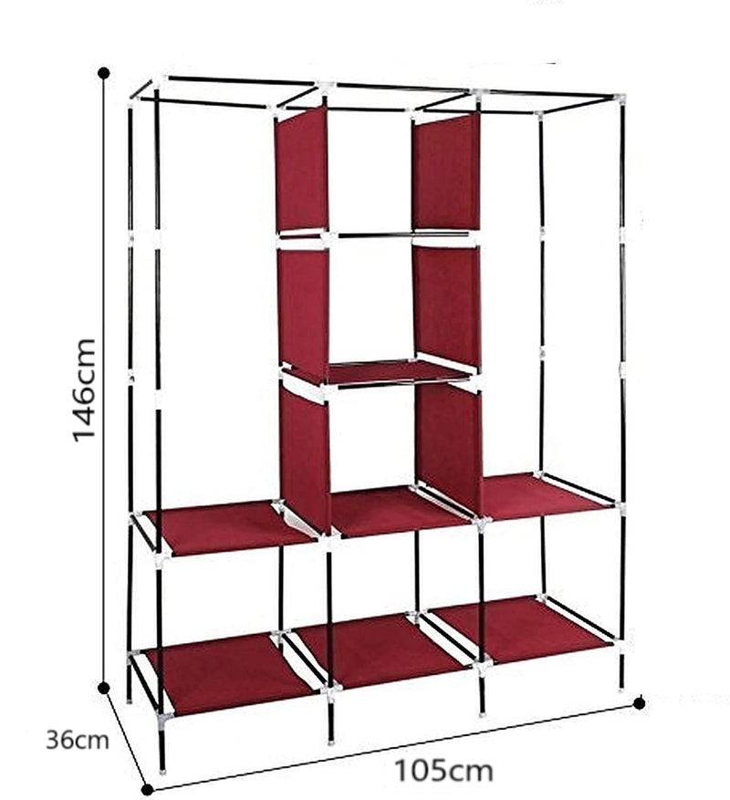 VipAsh VipAsh Advance 62 Shelves Design Cover Portable Collapsible Wardrobe for Storage Cloth and Gift Item Special for Hostel Boys and Girl and Using Household Used Standard Color Wine - Image 4