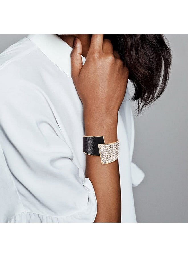 ELABEST Stylish Rhinestone Bracelet Black Cuff Bracelets Stretch Bracelets Sparkly Hand Chain Wedding Parties Jewelry Accessories For Women And Girls (Black) - Image 2