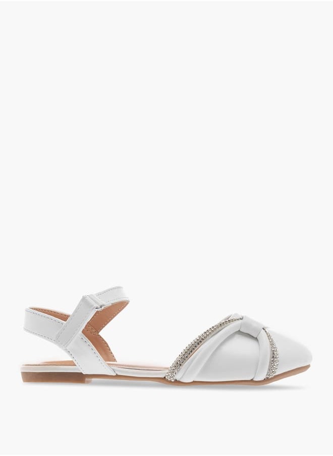 Flora Bella By Shoexpress Girls Embellished Strap Sandals with Hook and Loop Closure  - Image 2