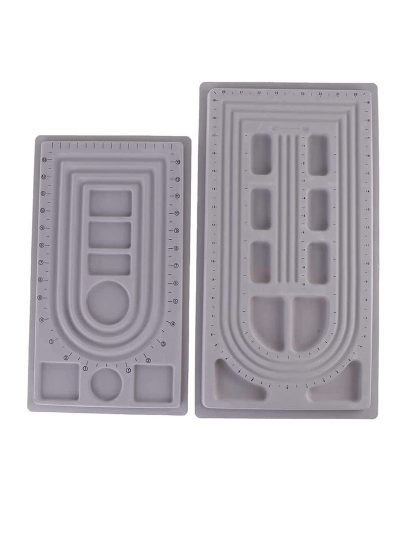 SYOSI Bead Board, Large Bead Design Board 3 U-Shape and 3 Straight Channels 16"-19" Bracelet Design Board Flocked Bead Board Mats Necklace Beading Jewelry Organizer Tray DIY Jewelry Making Tray 2Pack  - Image 1
