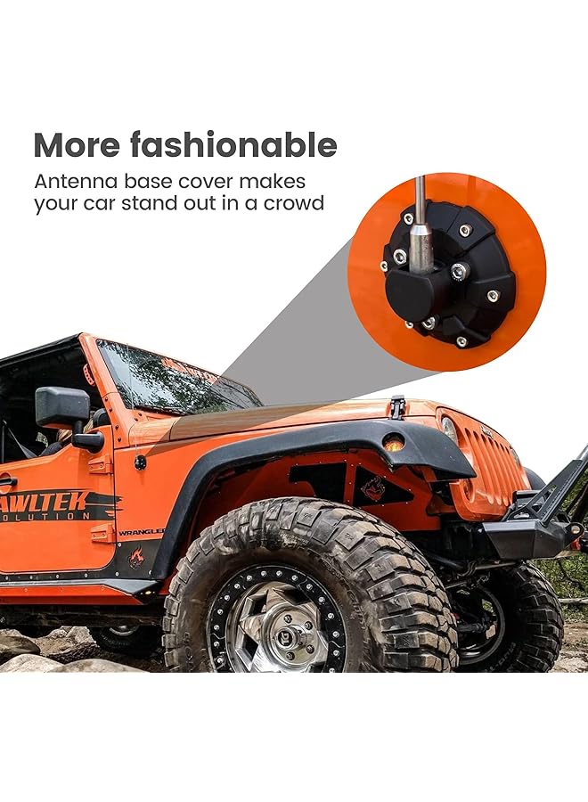 Excefore Antenna Base Cover For Jeep 2007-2022 Wrangler Jk Jku Jl Jlu Gladiator Jt - Steel Abs Antenna Mount Car Aerial Bottom Cover Trim - Image 3