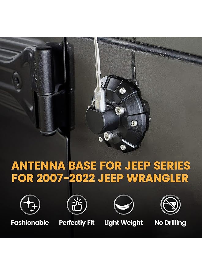 Excefore Antenna Base Cover For Jeep 2007-2022 Wrangler Jk Jku Jl Jlu Gladiator Jt - Steel Abs Antenna Mount Car Aerial Bottom Cover Trim - Image 2
