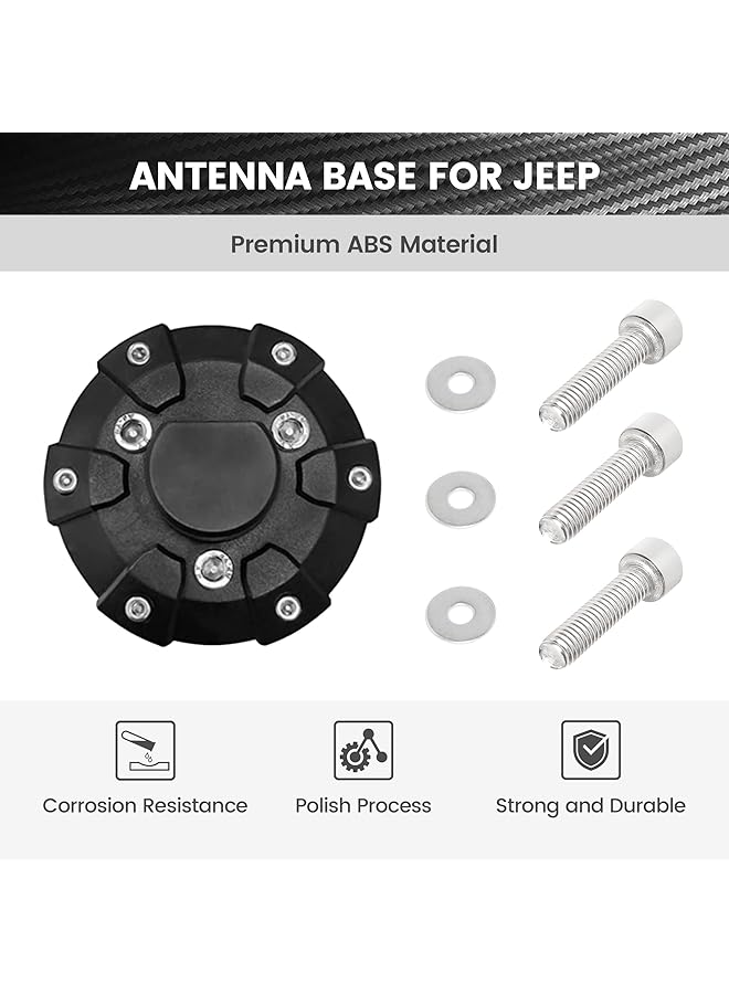 Excefore Antenna Base Cover For Jeep 2007-2022 Wrangler Jk Jku Jl Jlu Gladiator Jt - Steel Abs Antenna Mount Car Aerial Bottom Cover Trim - Image 4
