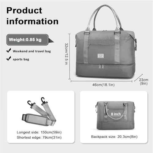 TANTOMI Travel Duffle Bag for Women Personal Item Travel Bag with Shoes Compartment Weekender Overnight Bag Carry On Duffle Bag Tote Gym Bag for Travel Sports Hospital Dance - Image 3
