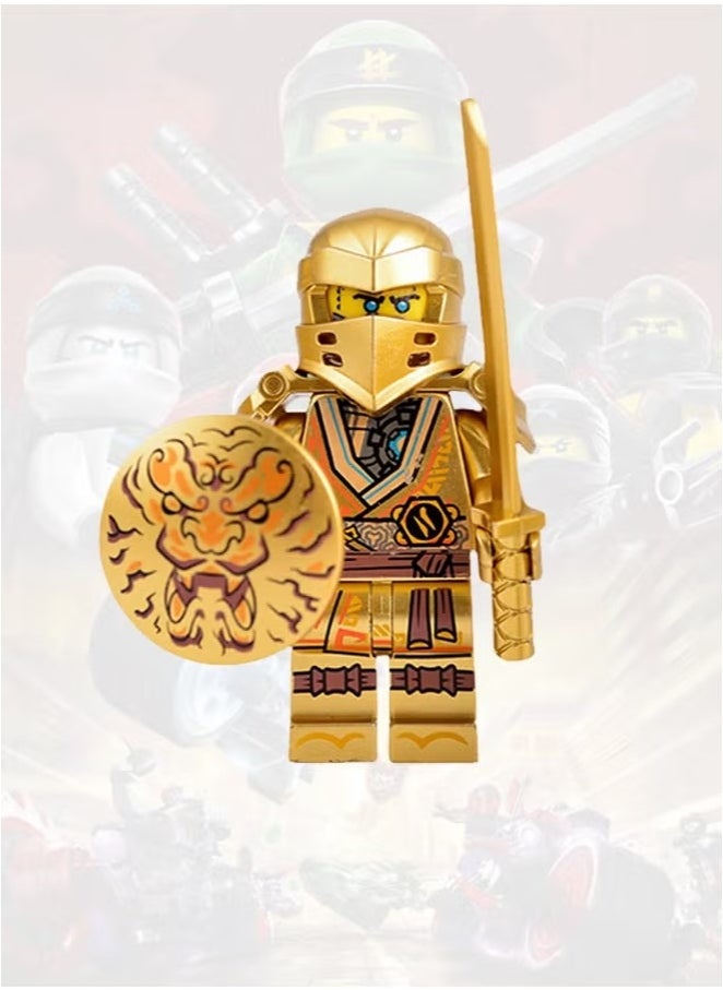 Ailily 8 Pcs Gold Ninja Core Minifigure Combo Pack - Lloyd, Jay, Kai, Cole, Zane, NYA  - Image 2