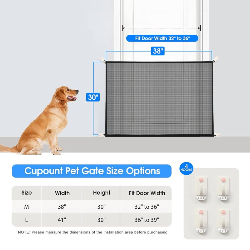 Cupount Mesh Baby  Dog Gate  Fits Openings Up to 36 Wide 30 Tall  Indoor Safety Pet Gate for Stairs  Doorways Black 30 H x 38 W - Image 3