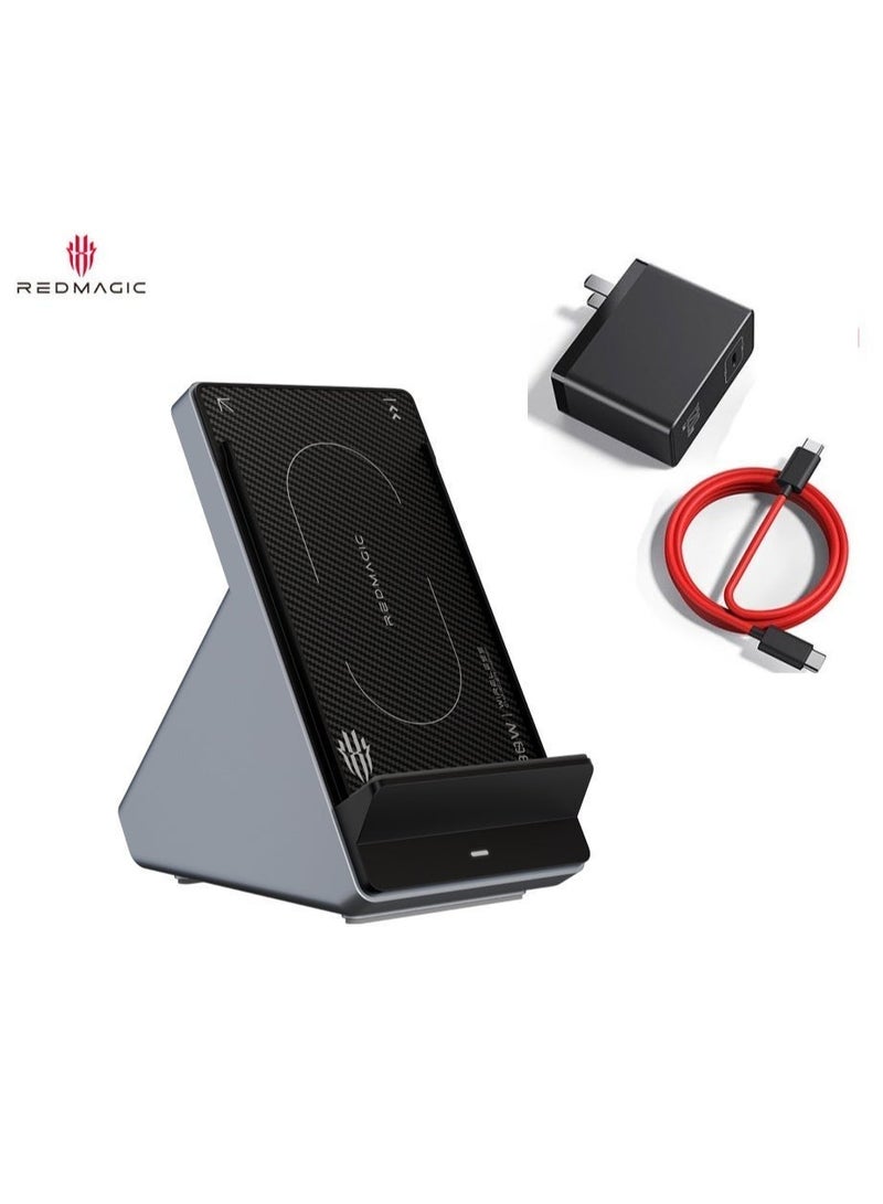 REDMAGIC 80W Fast Wireless Charger – Air-Cooled Wireless Charging with 5000 RPM Fan, Dual-Use Charger & Phone Stand, Carbon Fiber Texture, Multi-Device Compatibility, 8-Level Safety Protection, Includes 120W Power Adapter, For Redmagic 11 pro, 11 pro plus - Image 2