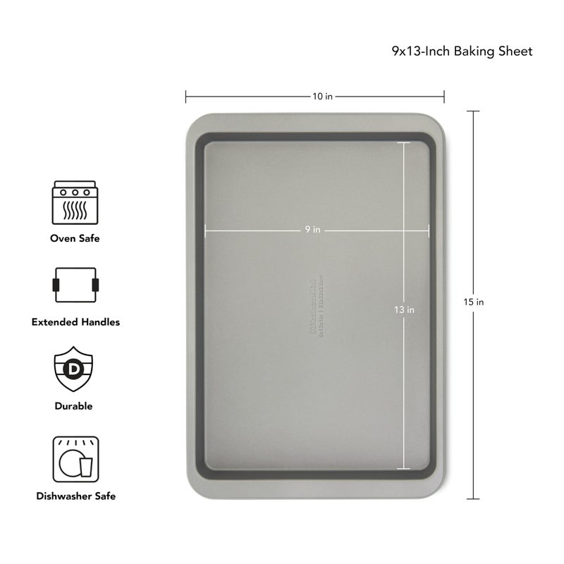 KitchenAid 9x13in Nonstick Aluminized Steel Baking Sheet, Contour Silver - Image 2