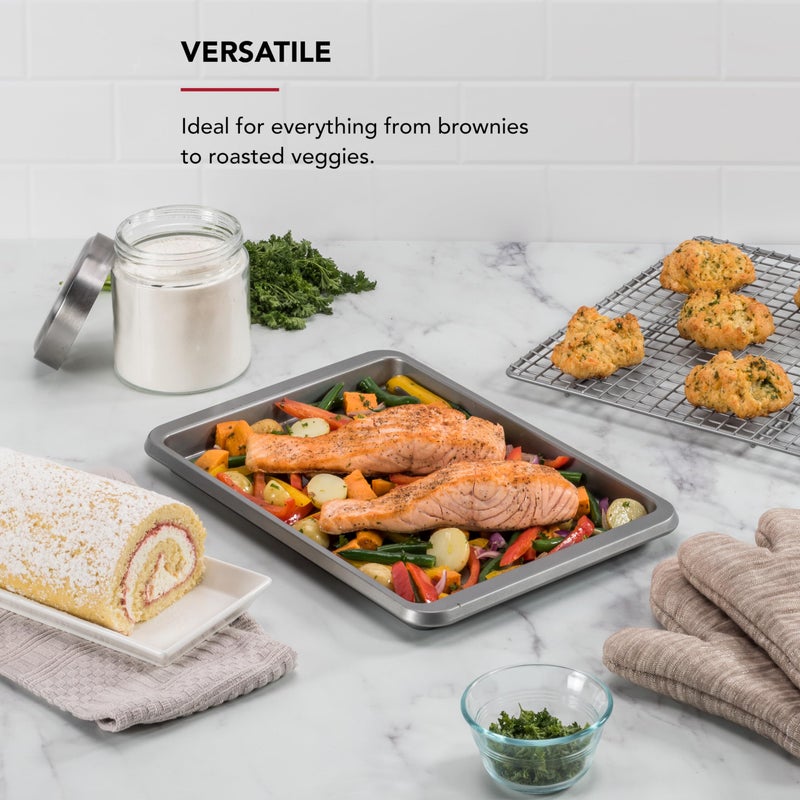 KitchenAid 9x13in Nonstick Aluminized Steel Baking Sheet, Contour Silver - Image 4