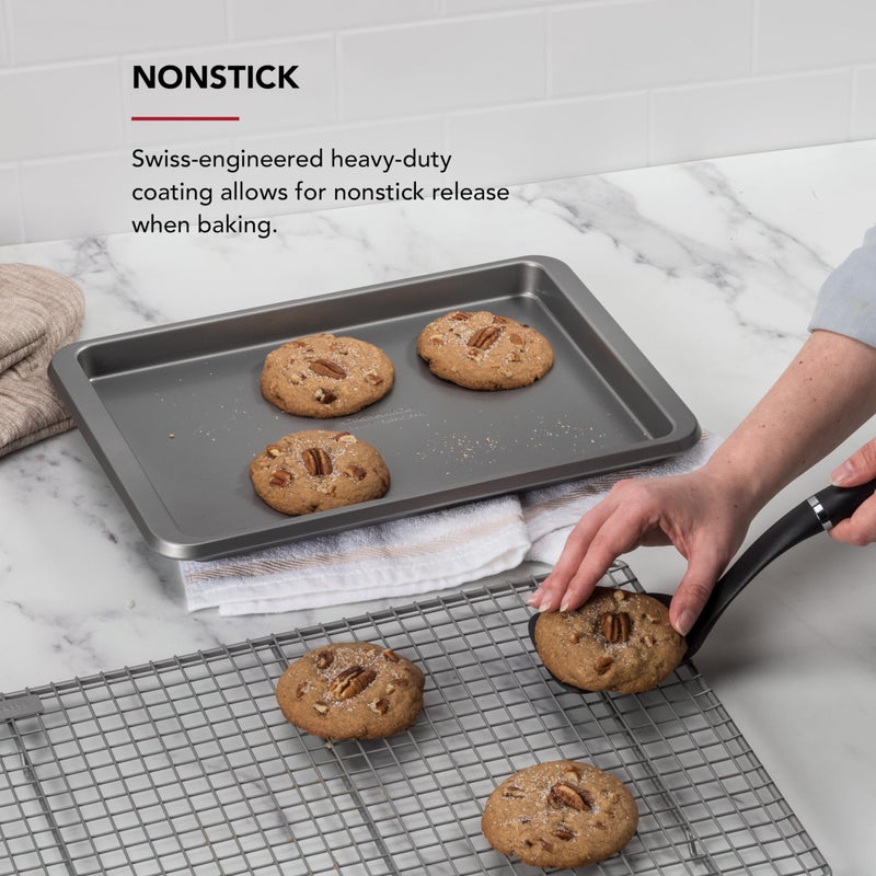 KitchenAid 9x13in Nonstick Aluminized Steel Baking Sheet, Contour Silver - Image 3