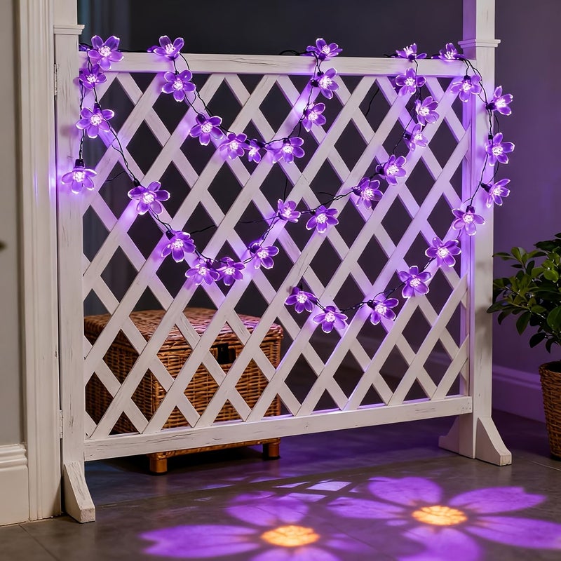 Purple Cherry Blossom Fairy Light String 78.74 Inch Battery Operated Indoor Decor - Image 3