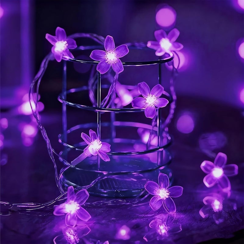 Purple Cherry Blossom Fairy Light String 78.74 Inch Battery Operated Indoor Decor - Image 1