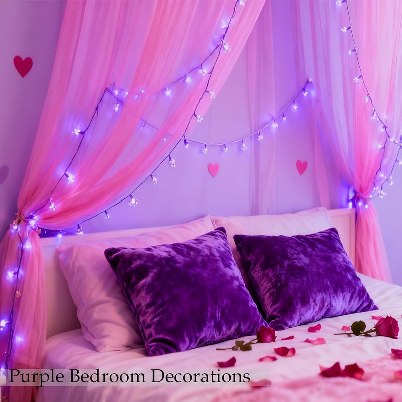 Purple Cherry Blossom Fairy Light String 78.74 Inch Battery Operated Indoor Decor - Image 4