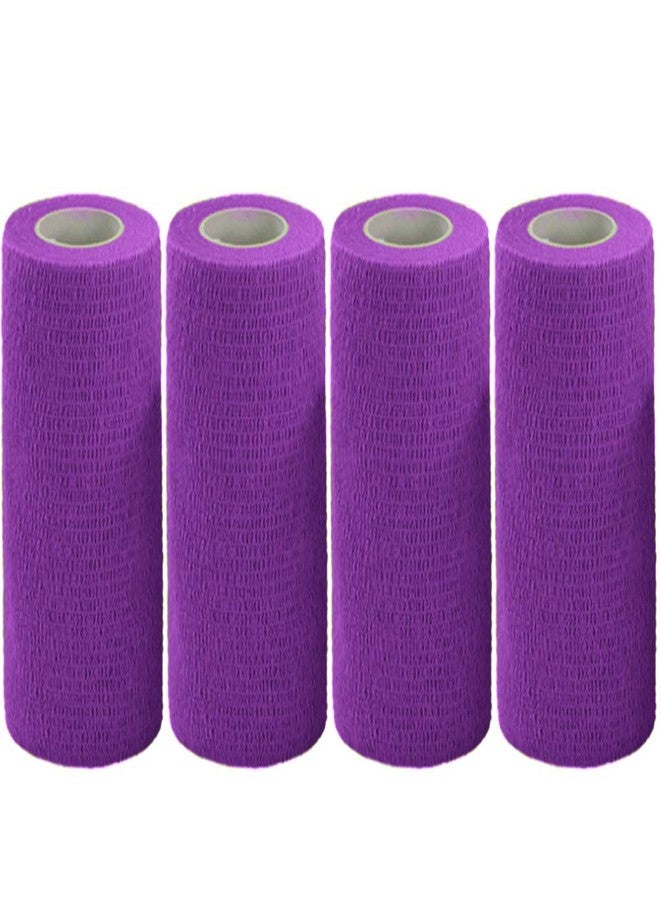 MaoTopCom Vet Wrap Tape Bulk 6 Inch Self-Adhesive Cohesive Bandage Wraps Wide Bandages for Horses Dogs Cats Animals Pets, Purple, 4 Rolls - Image 1