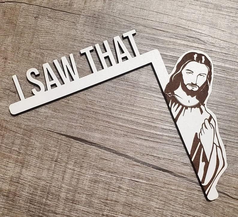 klarako Funny Home Decor I Saw That Jesus Door Frame Decoration, Jesus Door Corner Sign Decoration, Christian Door Decor I Saw That Jesus Corner Decor, Funny Jesus Door Hanger (Blackright) - Image 3