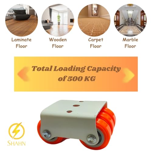 Shahn 4 x 6 - Wheels for Heavy Furniture - Caster Wheel Set for Trolley - Heavy Duty Wheels with Low Friction Bearing, Noise Reduction - Supports Up to 300kg - Image 2