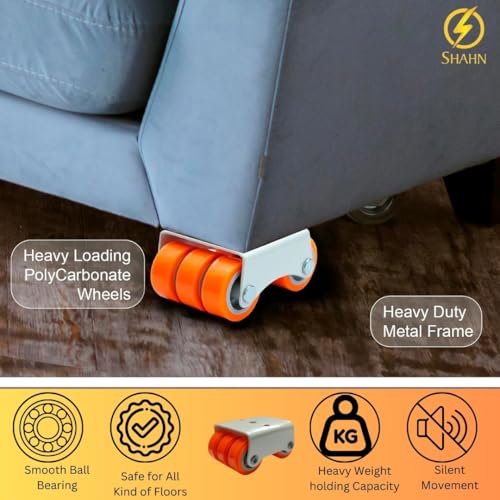 Shahn 4 x 6 - Wheels for Heavy Furniture - Caster Wheel Set for Trolley - Heavy Duty Wheels with Low Friction Bearing, Noise Reduction - Supports Up to 300kg - Image 3