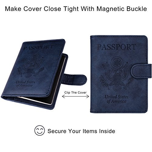 WALNEW Passport Holder Cover Case RFID Passport Travel Wallet, Navy Blue - Image 5