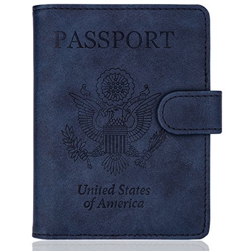 WALNEW Passport Holder Cover Case RFID Passport Travel Wallet, Navy Blue - Image 1