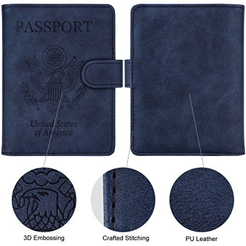 WALNEW Passport Holder Cover Case RFID Passport Travel Wallet, Navy Blue - Image 2