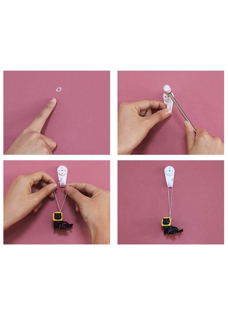 sokany - 22 Pieces Invisible Non-trace Wall Picture Hook, Durable Hardwall Hanging Hook for Photo Frame Art Painting Hangers, Plastic Concrete Wall Hooks Nail (White) - Image 1