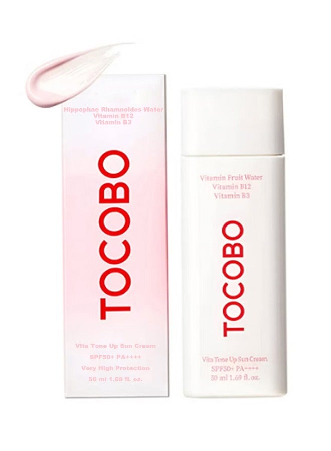 Tocobo Hippophae Rhamnoides Water， Vitamin B12， Vitamin B3, Vita Tone Sun Cream,  SPF50+ PA++++ Sun Cream 50ml - Image 1
