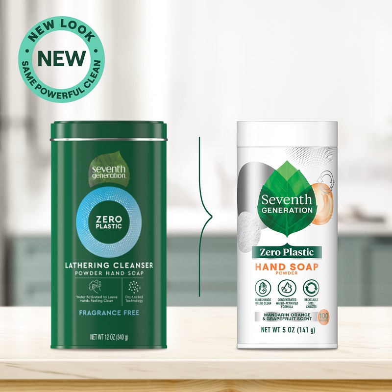Seventh Generation Zero Plastic Hand Wash Powder Lathering Cleanser Mandarin Orange and Grapefruit Foaming 5 oz - Image 5