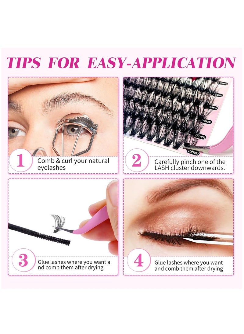 RATSAW - DIY Eyelash Extension Kit 280pcs Individual Lashes Cluster D Curl 9 to16mm Mix Lash Clusters with Lash Bond and Seal and Lash Applicator Tool for Self Application at Home 30D 40D 9 to 16MIX KIT - Image 1