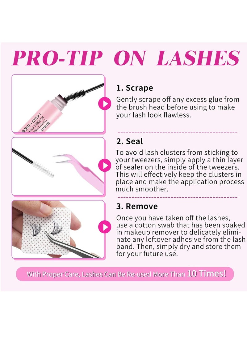 RATSAW - DIY Eyelash Extension Kit 280pcs Individual Lashes Cluster D Curl 9 to16mm Mix Lash Clusters with Lash Bond and Seal and Lash Applicator Tool for Self Application at Home 30D 40D 9 to 16MIX KIT - Image 1