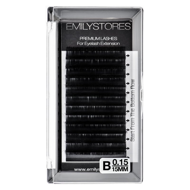 EMILYSTORES Lash Extensions 015mm Thickness B Curl 15mm Length Volume Individual NaturalLooking Eyelashes For Eyelash Extensions015B15mm