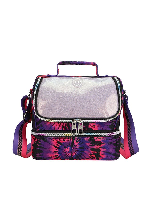 CUBS Tie Dyed Waterproof double decker lunch bag with removable shoulder strap carrying your favorite meals to school, work or while traveling - Image 1