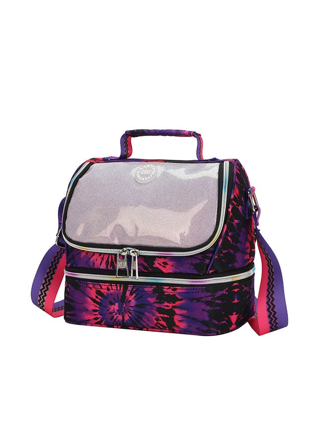 CUBS Tie Dyed Waterproof double decker lunch bag with removable shoulder strap carrying your favorite meals to school, work or while traveling - Image 2