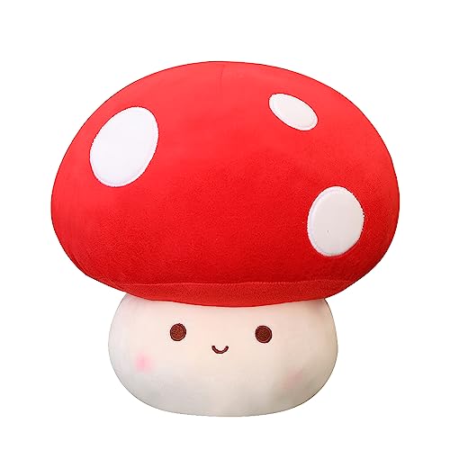 Yeqivo Cute Mushroom Plush Toy Red 3D Soft Mushroom Plushie Hugging Pillow Gift for Girls Kids Home Decor Christmas Birthday 25cm - Image 1