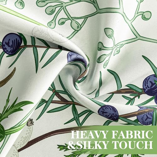 keensoft Botanical 100% Blackout Curtains for Bedroom 63 Inch Length 2 Panels Set Beige Green Plant Floral Black Out Curtains Insulated Grommet Room Darkening Window Drapes for Living Room，52Wx63L - Image 4