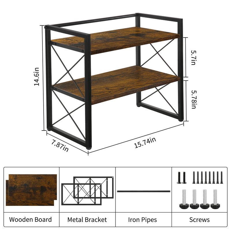 YINMIT Desktop Shelf Organizer, 2 Tier Office Shelves, Wood Desk Organizer Storage Rack and Freestanding Display Shelf for Office, Dormitory, Home - Image 3