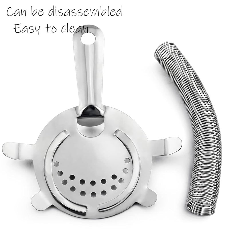 MADHYA Stainless Steel Cocktail Drink Strainer for Home Bar and Professional Bartenders, Prong Bar Strainer, Bartenders Mixologists Drinking Water Filtering with Wire Spring, Silver, Pack of 1 - Image 2