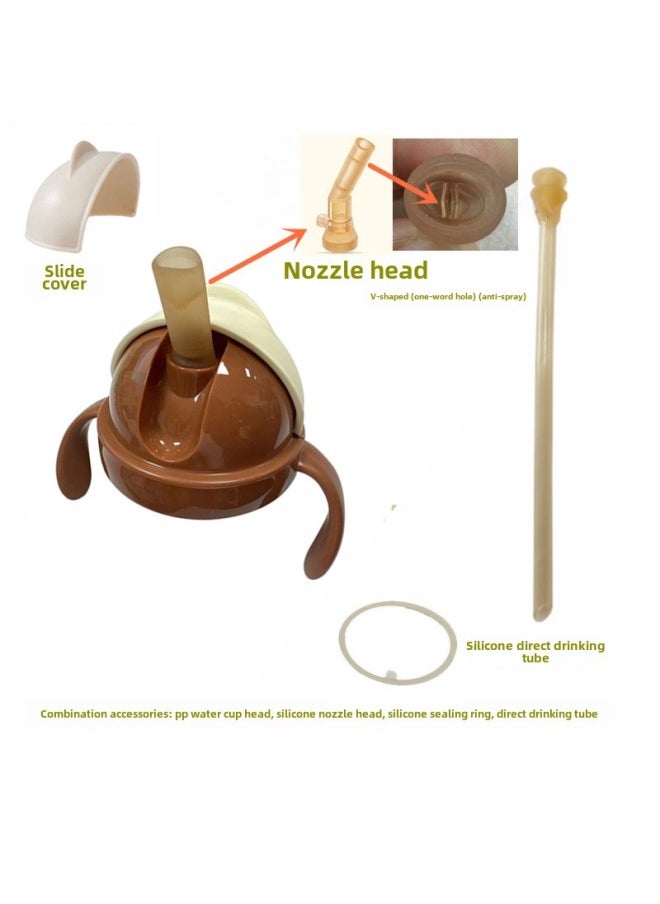 Generic Shixi Water Cup Suction Tube Cup Accessories Milk Bottle Replacement Suction Flap Duckbill Adapts Shixi Flip Cap Water Cup Head Suction Mouth Head-Color:Cup Head (brown)  - Image 2