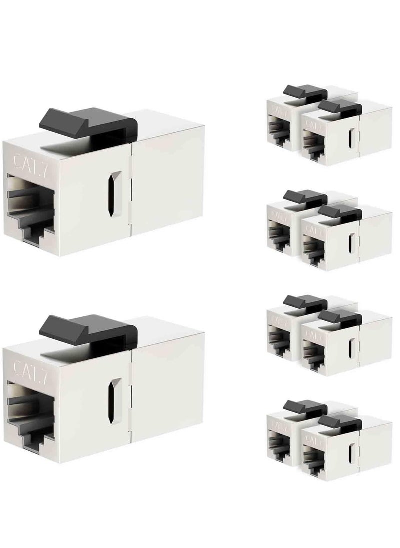 SYOSI UL-Listed CAT7 Coupler RJ45 Keystone Shielded Coupler 10-Pack, Ethernet Coupler, Female to Female Keystone Jack, STP Keystone Insert for Cat7/Cat6a/Cat6/Cat5e Cable(10 Pack)UL-Listed CAT7 Coupler RJ45  - Image 1