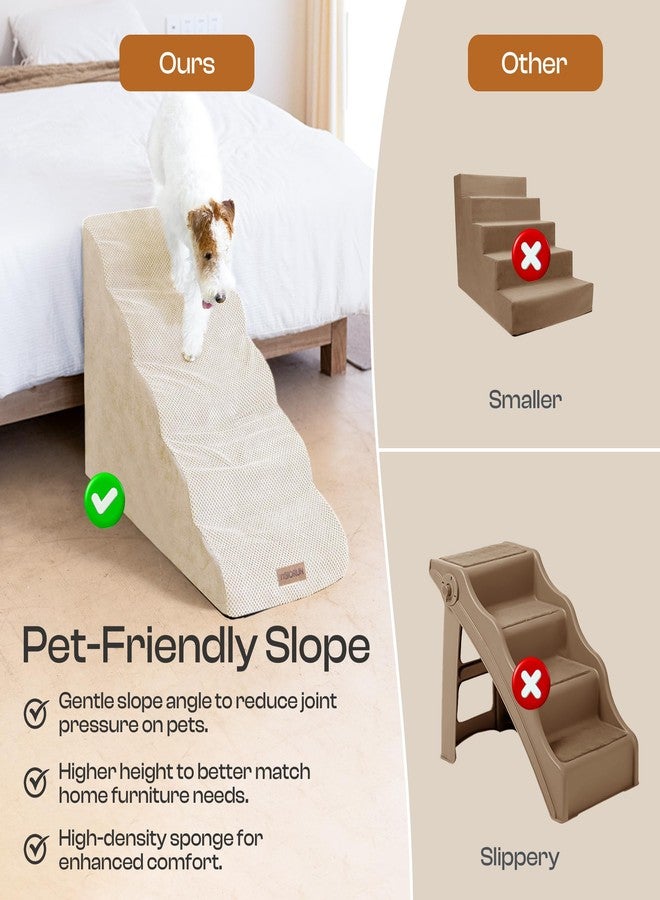 Miorun Dog Stairs for High Beds, Extra Tall 24.5" 5-Step Pet Steps for Medium & Small Dogs, Foam Ramp for Tall Couch & Bed, Washable Cover - Dog Steps for Bed - Image 5